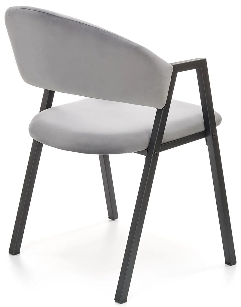 Krzesło popiel velvet K473 nowoczesne loft metalowe podłokietniki