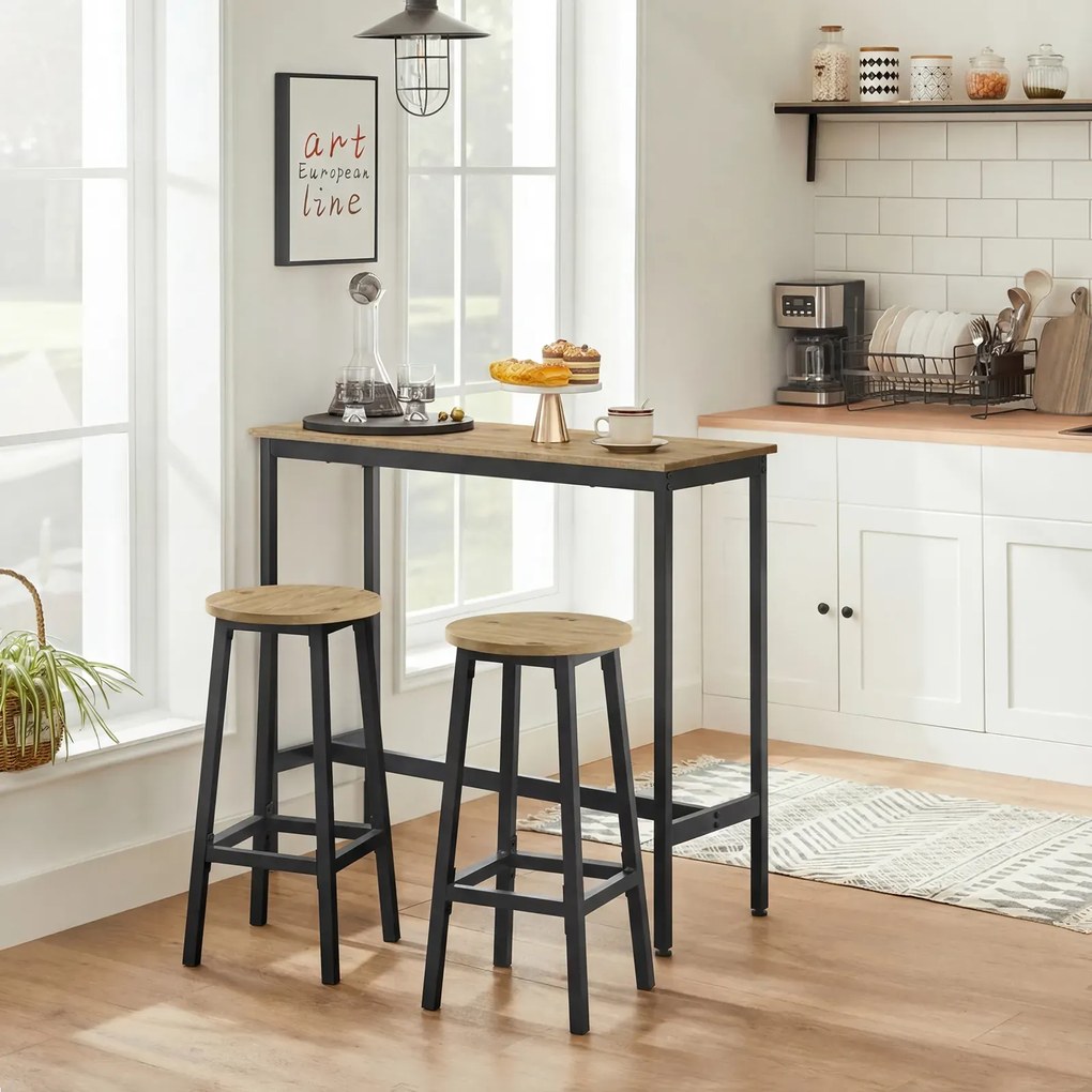 Industrialny stół barowy z 2 stołkami dąb artisan C1-R71