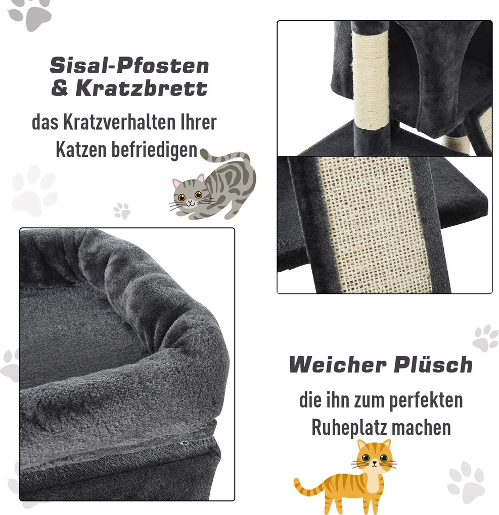Drapak dla kota Drapak do ostrzenia pazurów dla kota z sizalowymi kolumnami Drapak dla kota ciemnoszary | Aosom.pl