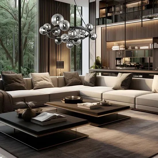 Wisząca lampa z 14 szklanymi kloszami R1-C82