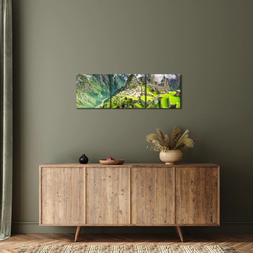 Obraz - Machu Picchu (z zegarem) (90x30 cm)