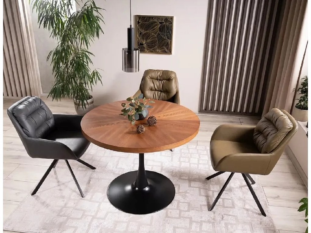 Okrągły stół jadalny AMADEO 100x100 cm, dekor orzech