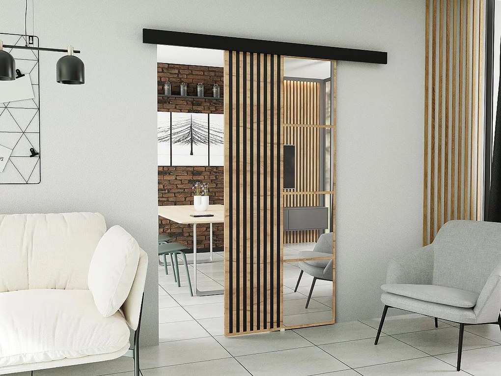 Drzwi przesuwne z maskownicą MOLI 80 dąb craft złoty