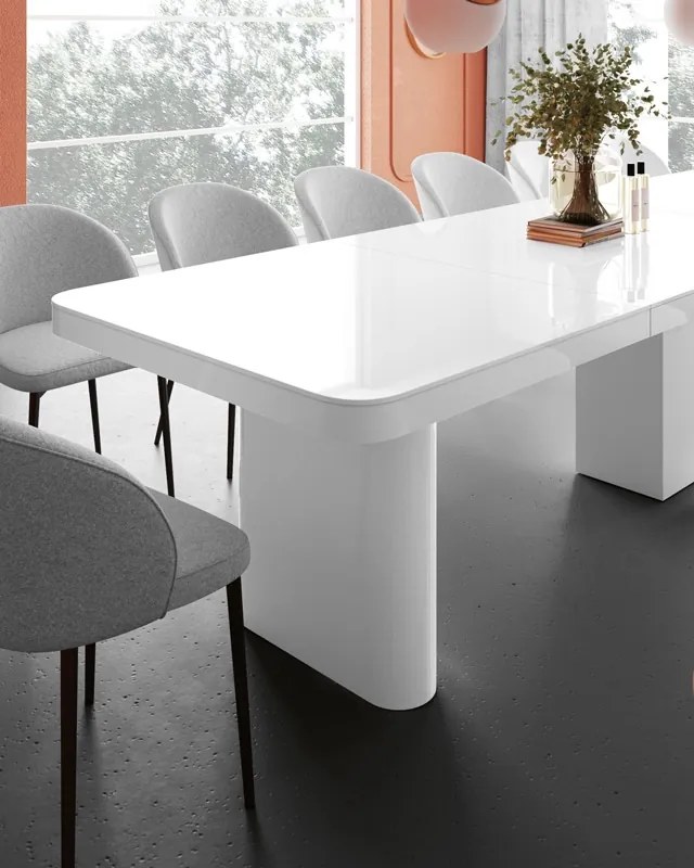 Stół Portofino biały połysk Hubertus rozkładany do 412 cm