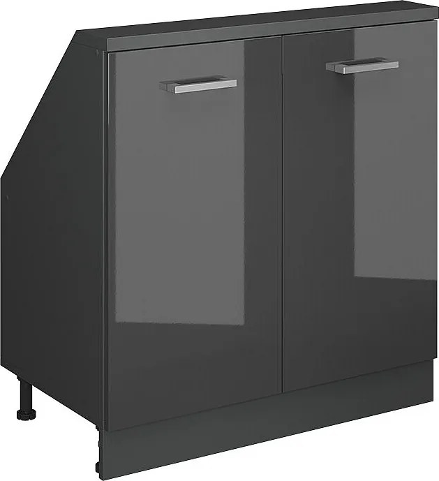 Szafka kuchenna na dach skośny antracyt wysoki połysk 80x46x81.6 r-line