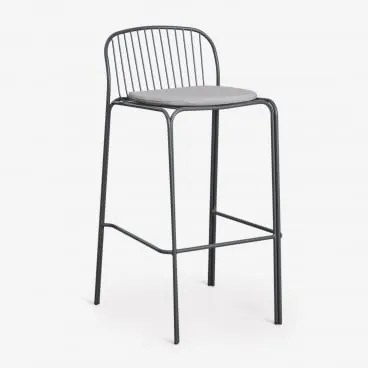 Pack 4 Wysokich Stołków Ze Stali Anerina Grafitowa Szarość & ↑75 Cm & Piaskowy Szary - Sklum