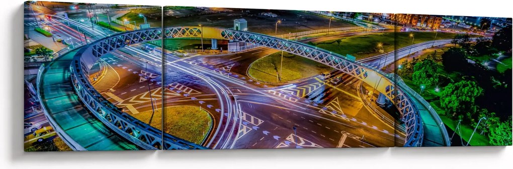 Obraz - nocna panorama miasta (170x50 cm)