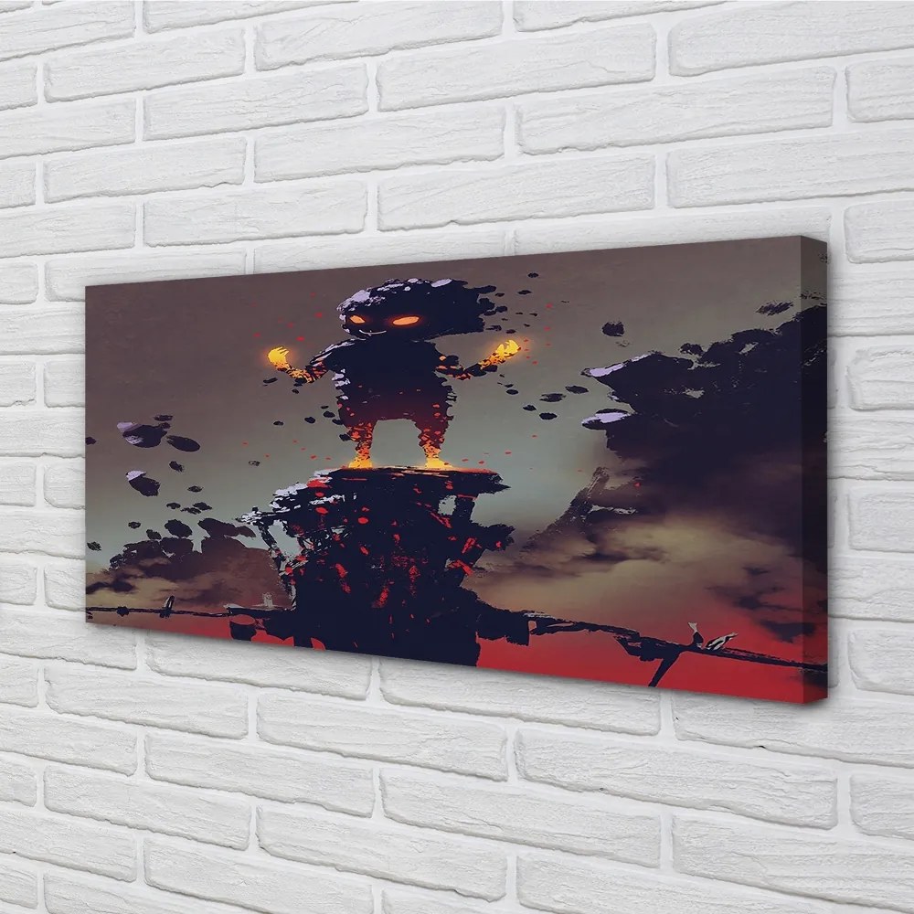Obraz canvas na ścianę Postać w Dymie i Ogniu