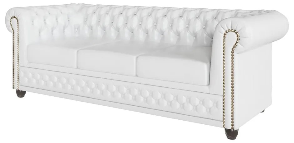 Biała sofa z imitacji skóry 203 cm York – Ropez