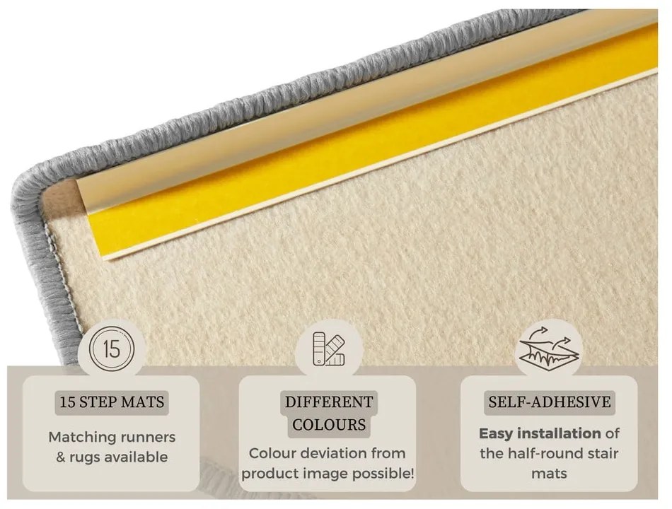 Szare samoprzylepne dywaniki na schody zestaw 15 szt. 23x65 cm Fancy – Hanse Home