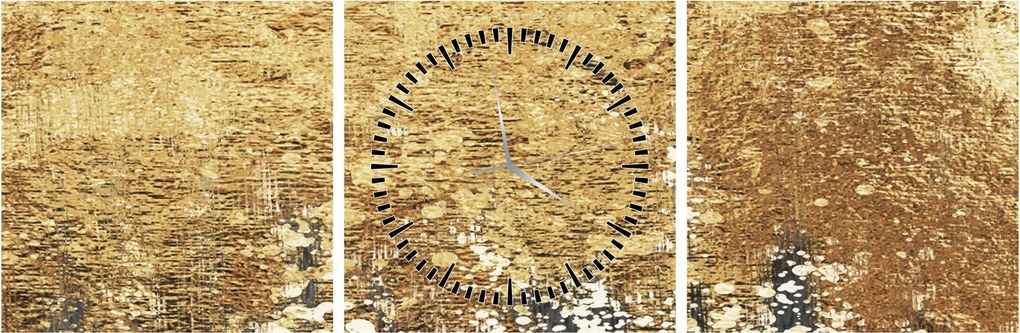 Obraz - Złota struktura N⁰3 (z zegarem) (90x30 cm)