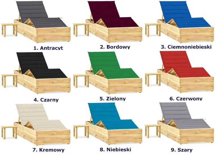 Regulowany leżak w zestawie z poduszką i stolikiem zielony T7-R32