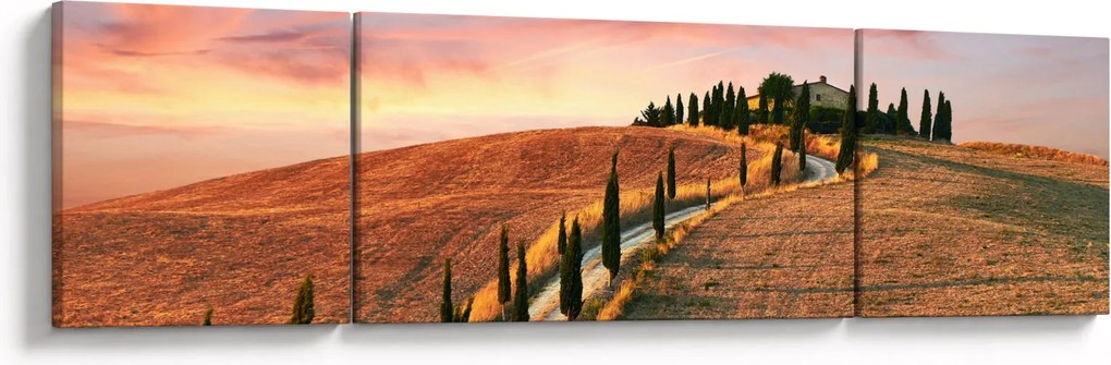 Obraz - Dom na wzgórzu, Toskania, Włochy (170x50 cm)
