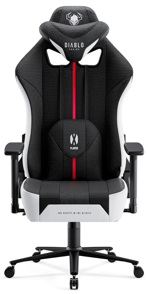 Materiałowy fotel gamingowy Diablo X-Player 2.0 Normal Size, biało-czarny