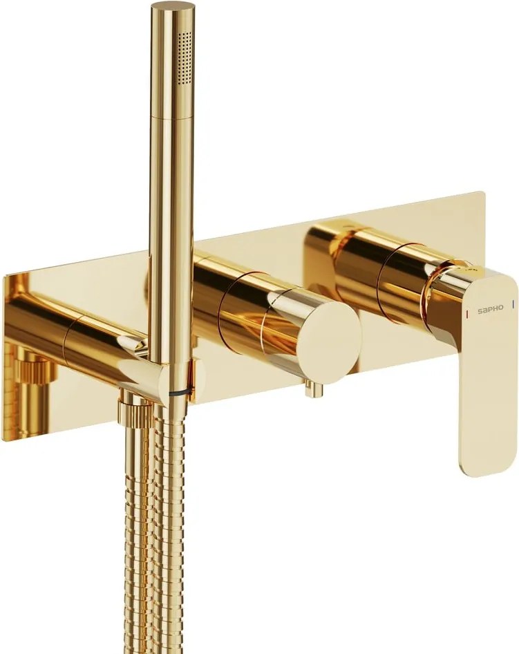 Bateria prysznicowa podtynkowa w kolorze złota (2 otwory) Spy – Sapho