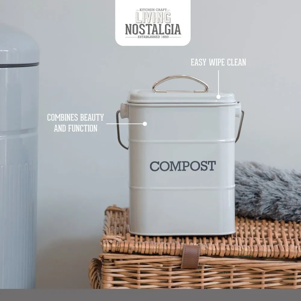 Szary pojemnik na odpadki organiczne Kitchen Craft Living Nostalgia,3 l