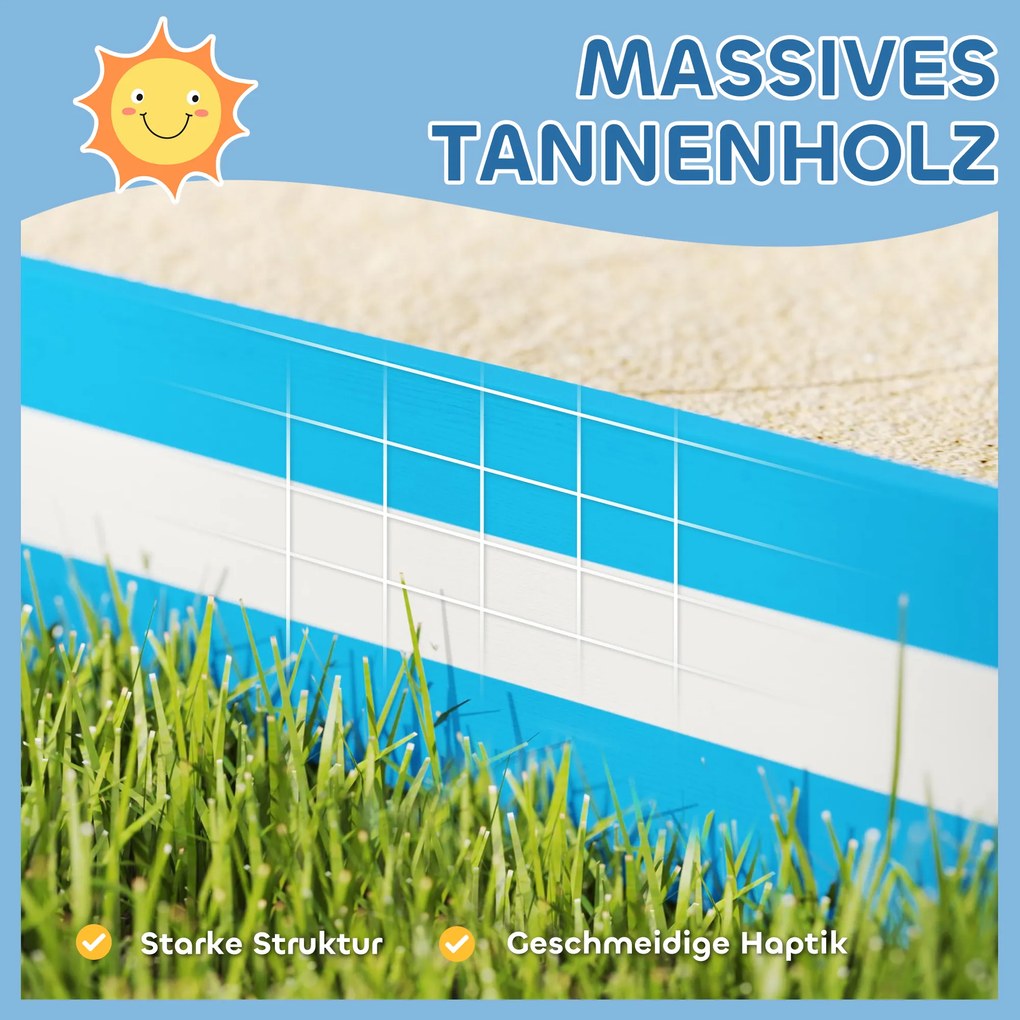 Piaskownica AIYAPLAY dla dzieci z 4 siedzeniami, drewno świerkowe, bez dna, Niebieska