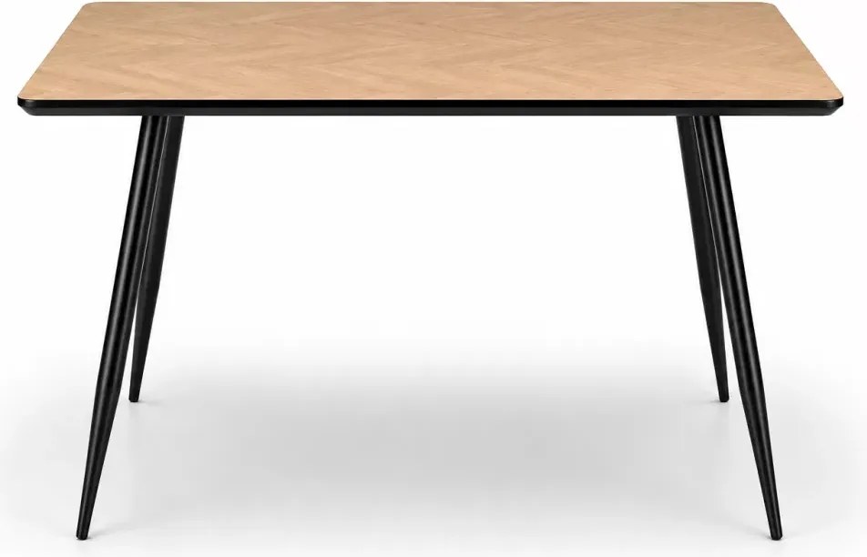Nowoczesny stół Empori 120x80 cm prostokątny z trwałym blatem MDF w naturalnej okleinie, czarne nogi