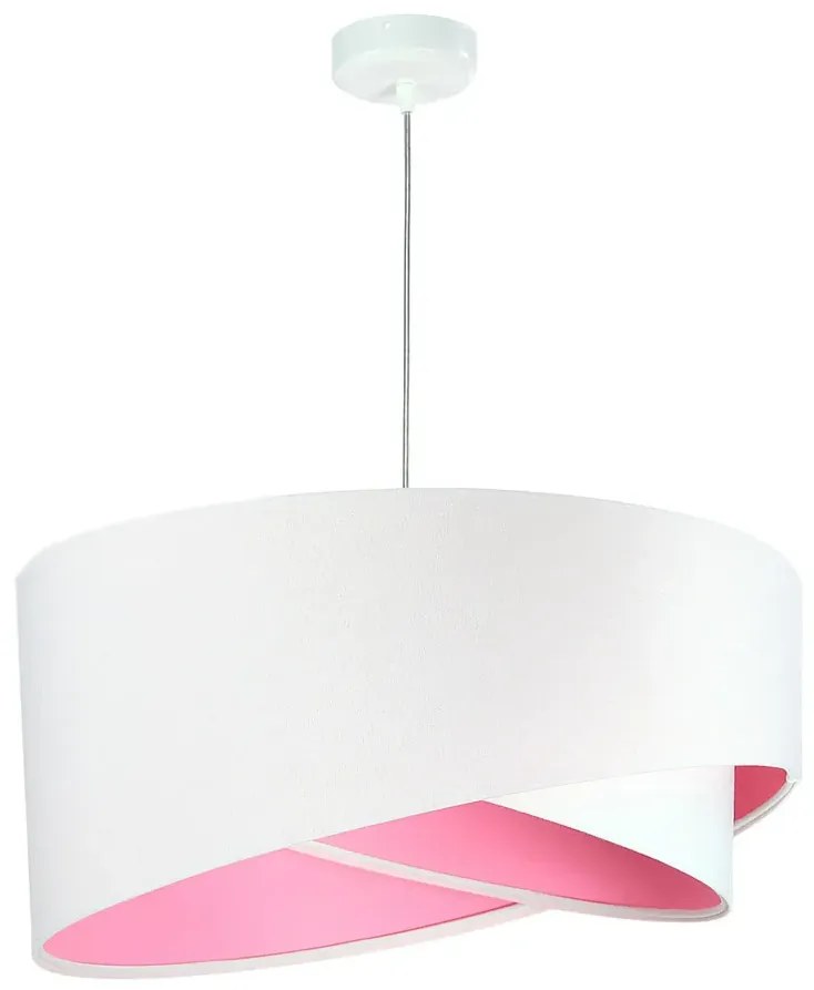 Biało-różowa lampa wisząca z abażurem - 8X EX990 L1-F88
