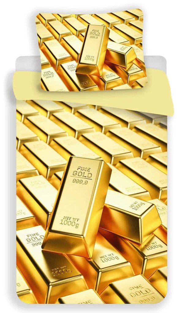 PrzytulneMieszkanie.pl PrzytulneMieszkanie.pl 3D pościel z mikrofibry GOLD, żółta Rozmiar pościeli: 70 x 90 cm | 140 x 200 cm