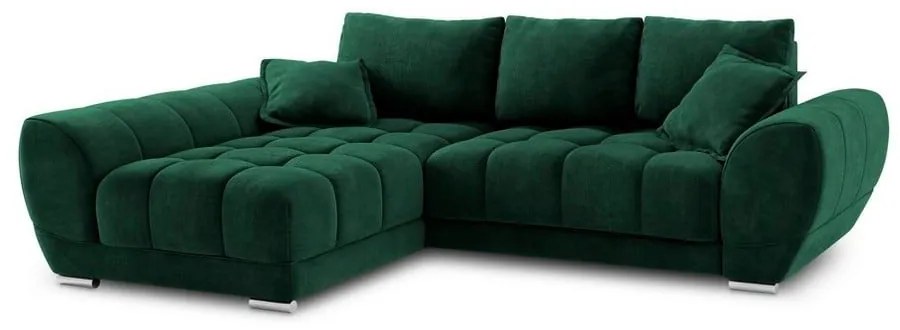 Butelkowozielony rozkładany narożnik z aksamitnym obiciem Windsor &amp; Co Sofas Nuage, lewostronny