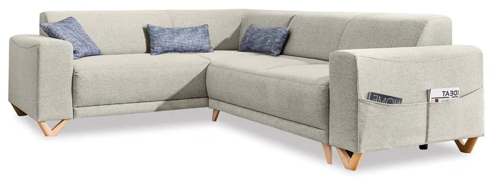 Beżowy rozkładany/ze schowkiem narożnik (lewostronny/w kształcie litery L) Classy Sophie – Miuform