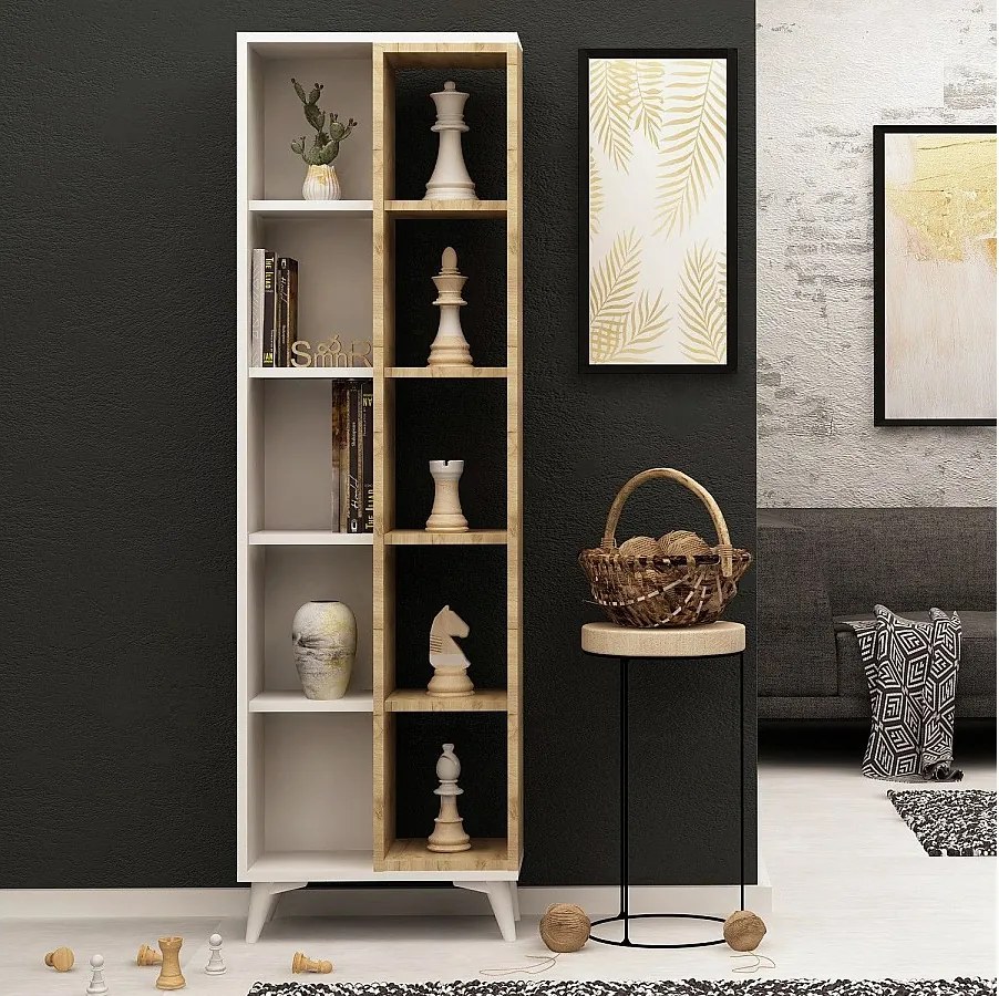 Regał na książki – 50 cm x 162 cm x 25 cm – Biały – Płyta wiórowa pokryta melaminą