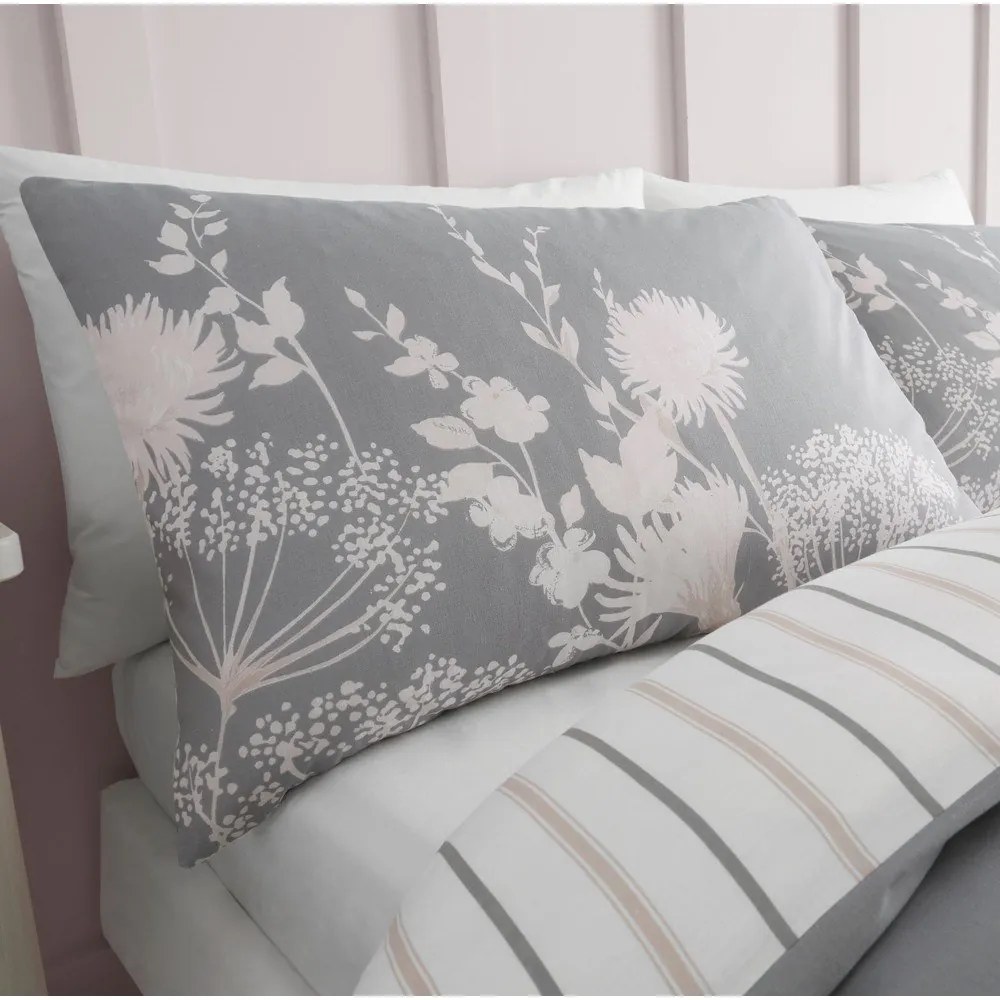 Szara pościel dwuosobowa 230x220 cm Meadowsweet Floral – Catherine Lansfield