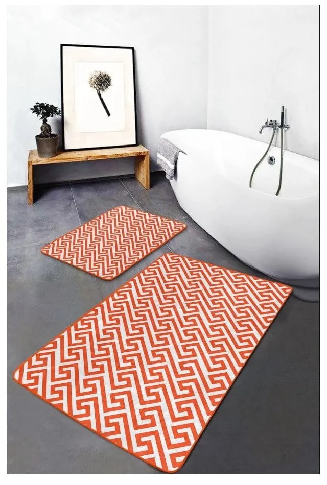 Pomarańczowe aksamitne dywaniki łazienkowe zestaw 2 szt. 60x100 cm – Mila Home