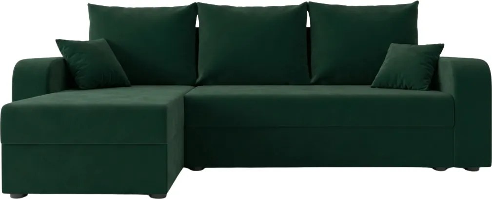 PROMOCJA Rozkładany narożnik obustronny do L VALERIO 238x140 cm, ciemnozielony + 2 poduszki GRATIS II. gatunek