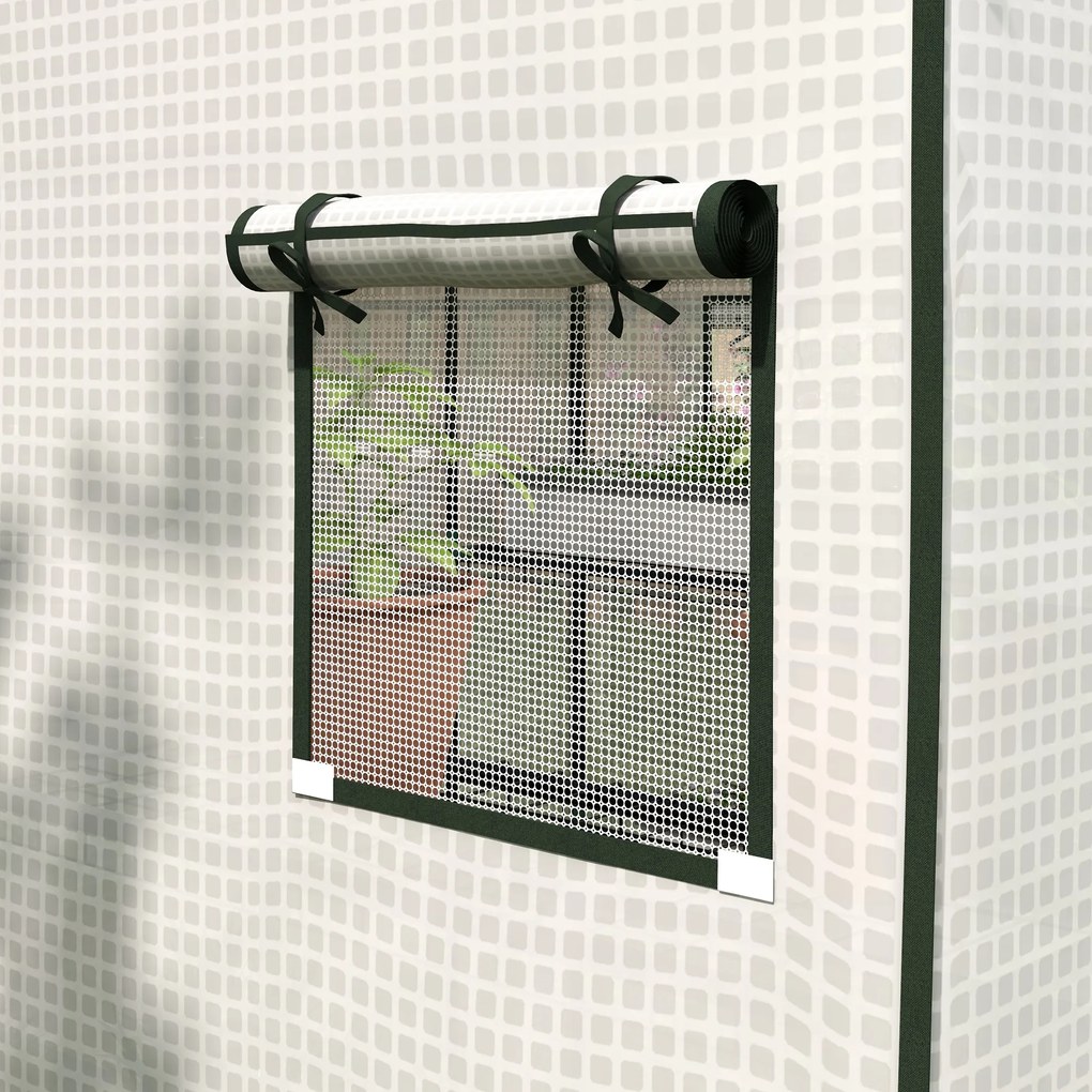 Outsunny Folia do szklarni, pokrywa zastępcza, wodoszczelna, z oknami i drzwiami na rolce, 140 x 143 x 190 cm, Biały