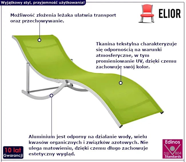 Zestaw dwóch składanych leżaków zielone - Bernie