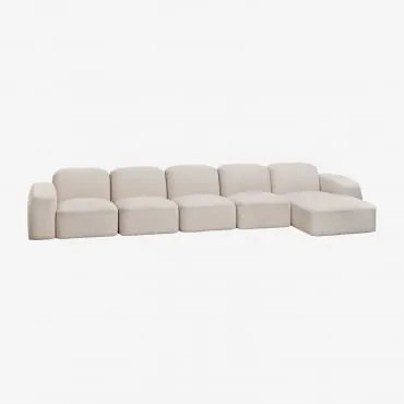 Bastian 5-częściowa Sofa Modułowa Z Leżanką Po Prawej Stronie Gruba Biała Szenila - Sklum