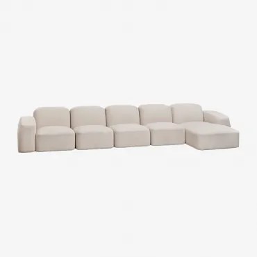 Bastian 5-częściowa Sofa Modułowa Z Leżanką Po Prawej Stronie Szenila Gruba Biała - Sklum