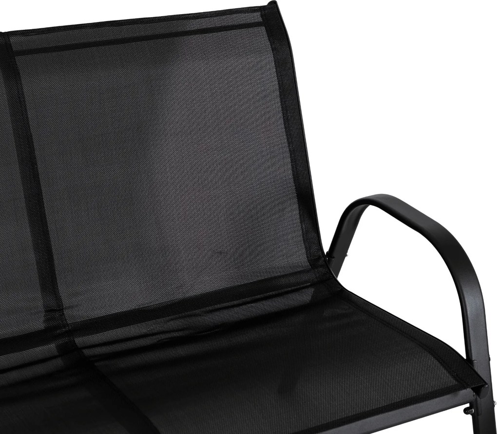 Zestaw Mebli Ogrodowych MINNESOTA Czarny Ławka Krzesła Stolik Tarasowy Siatka Nowoczesny