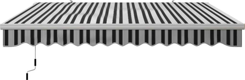 Outsunny Markiza Balkonowa Przegubowa Manualna 395x245cm Ochrona Przed Słońcem Montaż Ścienny Aluminium Biały Szary | Aosom PL
