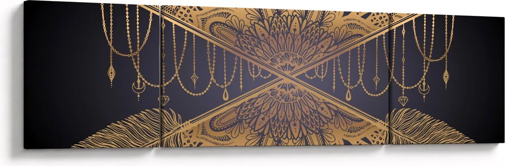 Obraz - Złota mandala ze strzałkami (170x50 cm)