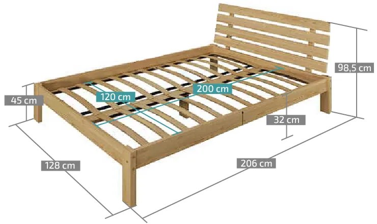 Łóżko PARIS podwyższone 120 x 200 cm, białe Stelaż: Ze stelażem listwowym elastycznym, Materac: Materac Coco Maxi 20 cm