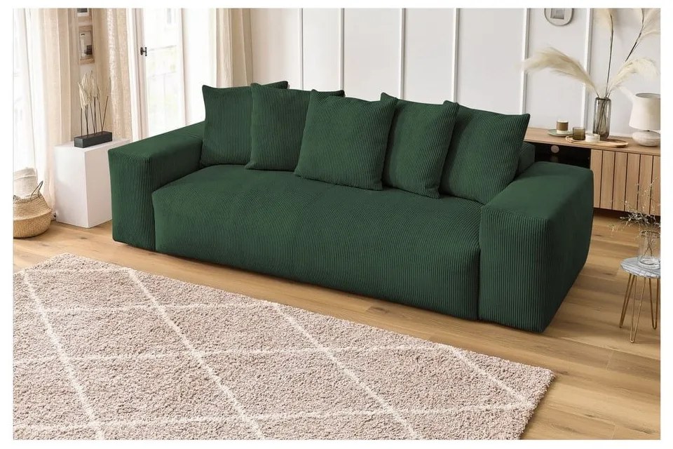 Zielona sztruksowa sofa 280 cm Voltaire – Bobochic Paris