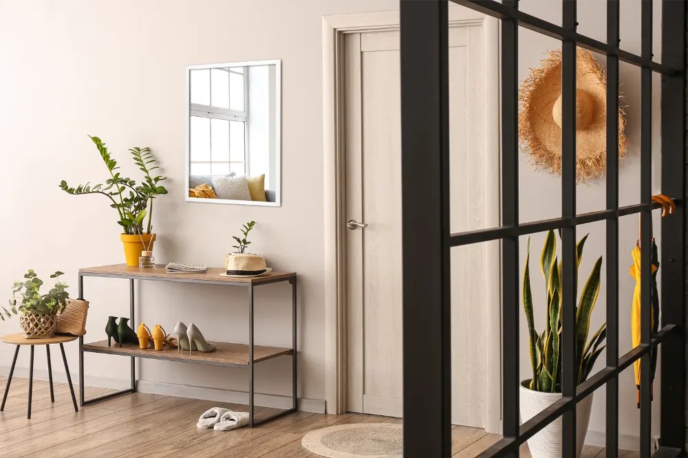 Lustro dekoracyjne prostokątne biała ramka 50x50 cm Biały