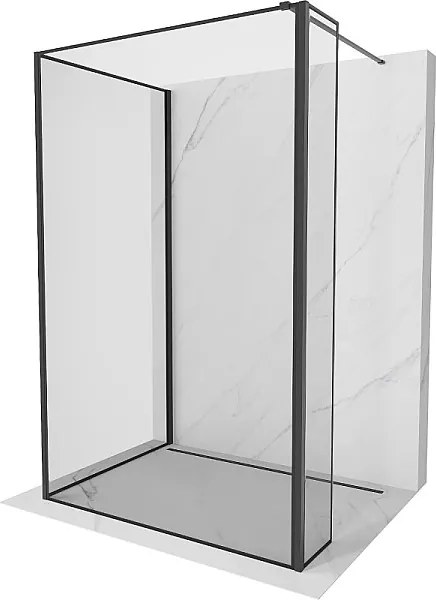 Mexen Kioto ścianka prysznicowa Walk-in 140 x 90 x 30 cm, czarna ramka, czarna - 800-140-090-221-70-70-030