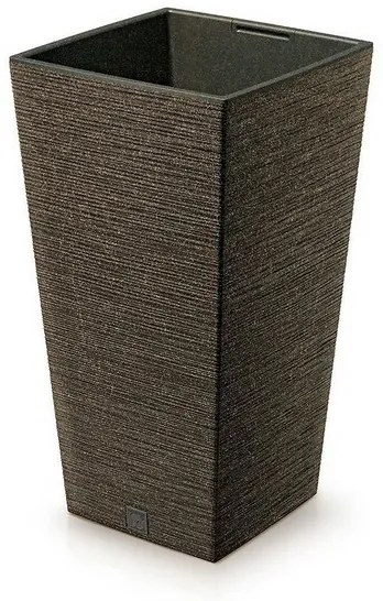 Doniczka FURU SQUARE ECO WOOD z wkładem 24 cm, ciemnobrązowy, S