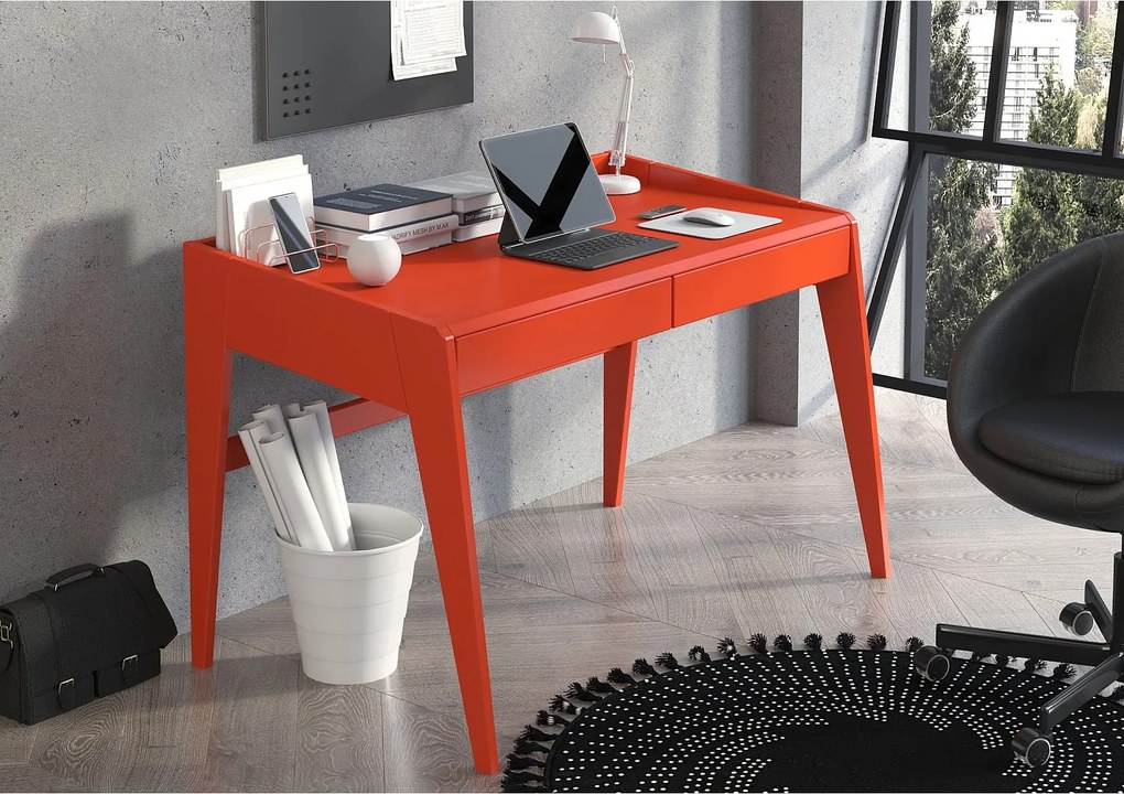 Drewniane bukowe biurko z szufladami Visby LISA / pomarańcz