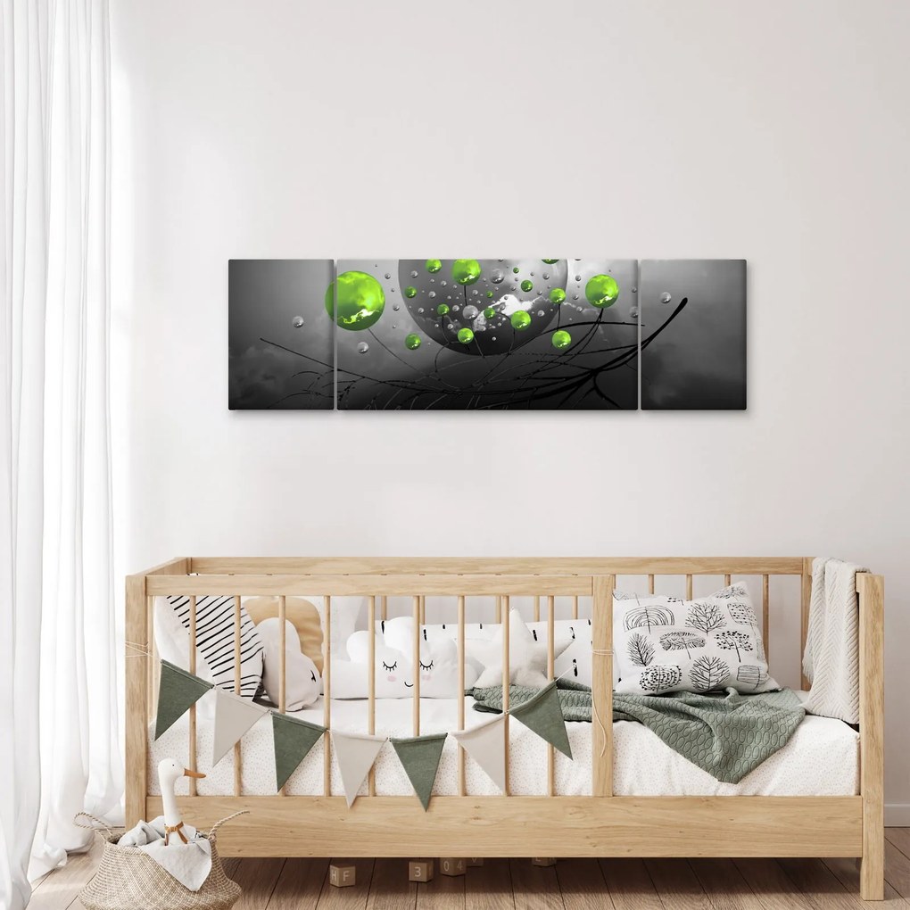 Obraz zielonych abstrakcyjnych kul (170x50 cm)