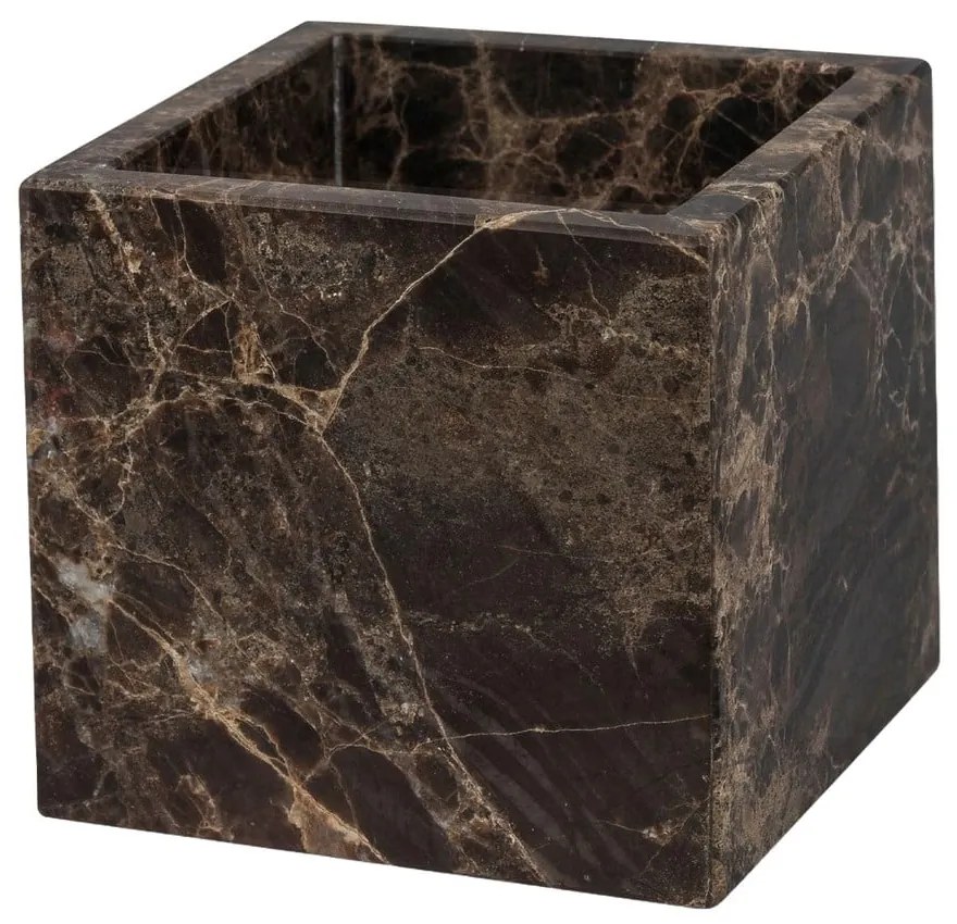 Ciemnobrązowy marmurowy organizer łazienkowy na waciki Marble – Mette Ditmer Denmark