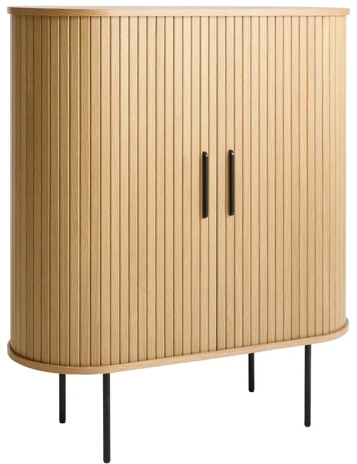 Szafka na wino w dekorze dębu z drzwiami przesuwnymi w naturalnym kolorze 100x118x40 cm Nola – Unique Furniture