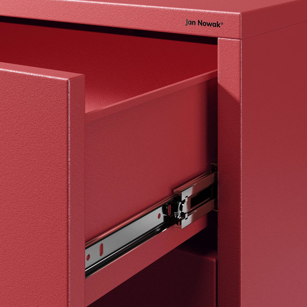 Komoda szafka metalowa czerwona Modern CARLA, 800 x 1015 x 400 mm