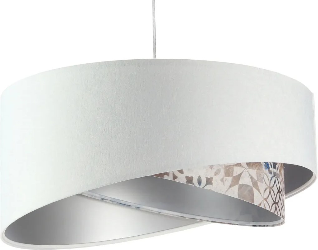 Biała lampa wisząca z welurowym abażurem G1-G70