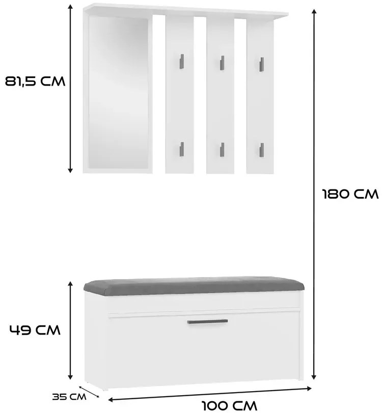 Biała garderoba z lustrem F5-R50