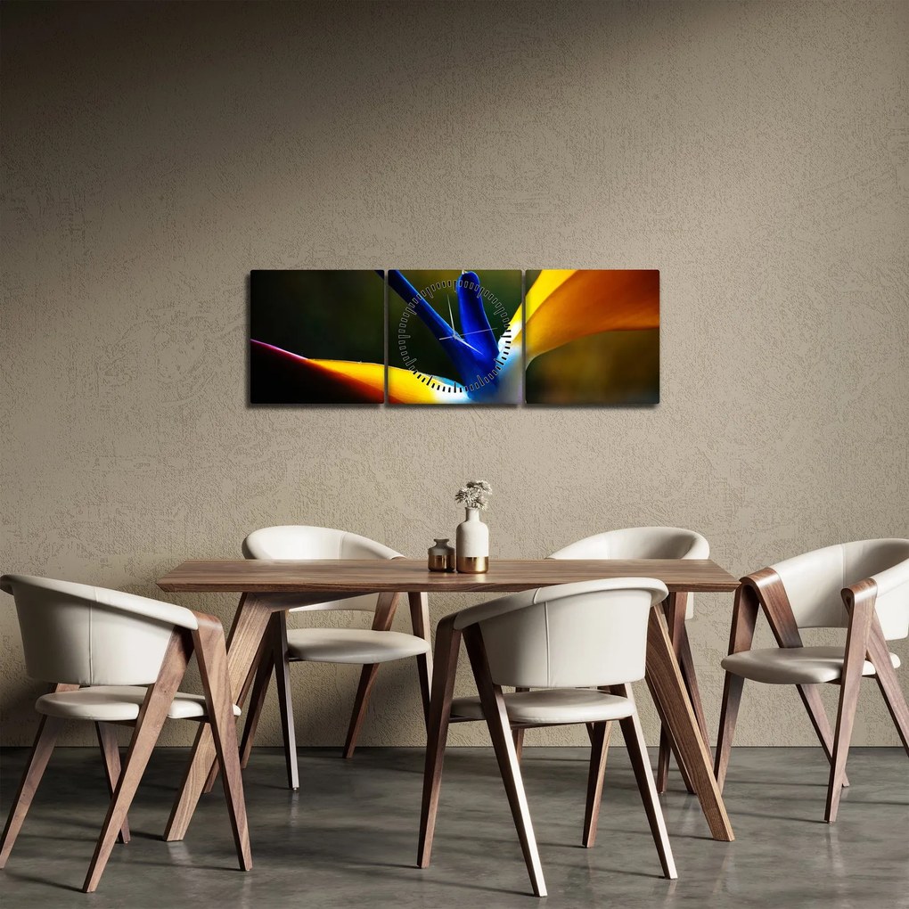 Obraz - Egzotyczny kwiat (z zegarem) (90x30 cm)